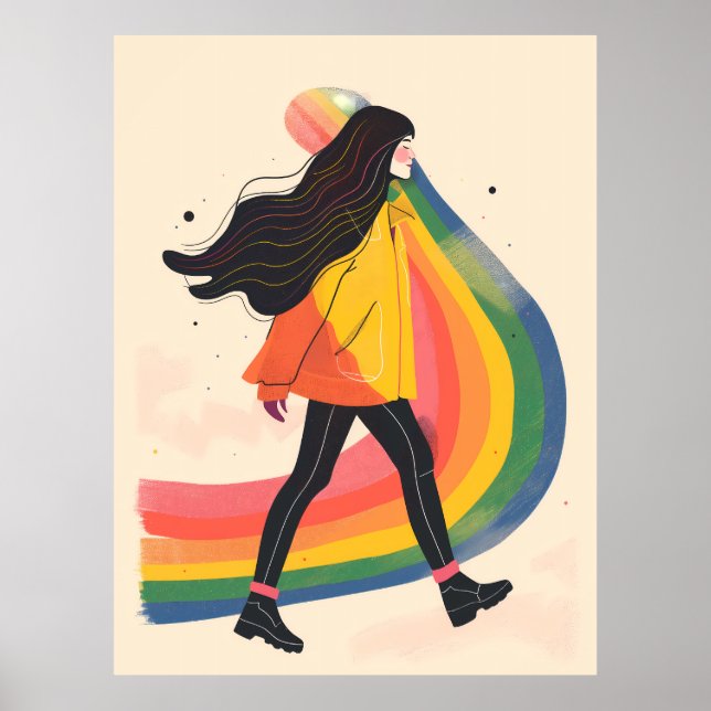 Poster rainbow lgbt girl, Gay Lesbian, orgulho (Frente)
