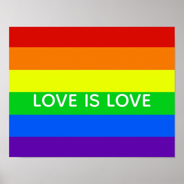 Poster Rainbow Love é Love Orgulho gay LGBTQ Beauful (Frente)
