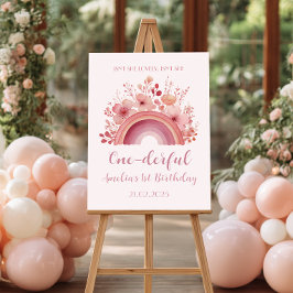 Poster Rainbow Onederful 1st Birthday Party Welcome 