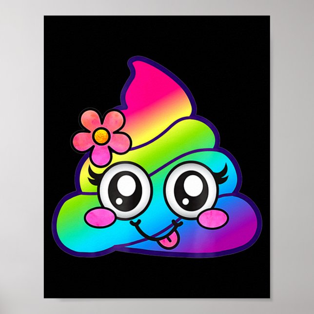 Poster Rainbow Op Emoji Cute Unicorn O Flower Silly  (Frente)