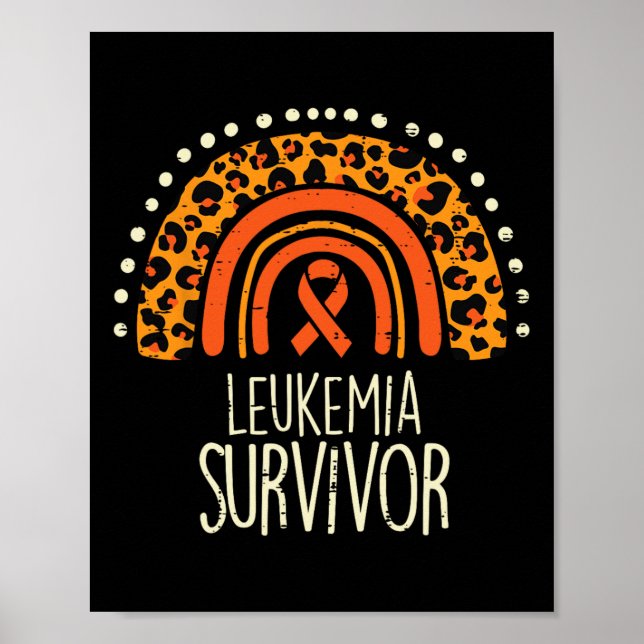 Poster Rainbow Orange Ribbon Sobrevivente Leucemia Consci (Frente)