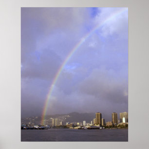 Póster Rainbow over Honolulu, Havaí, EUA