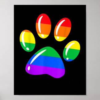 Poster Rainbow Paw Print Dog Paw LGBT Pride LGBT Suportad
