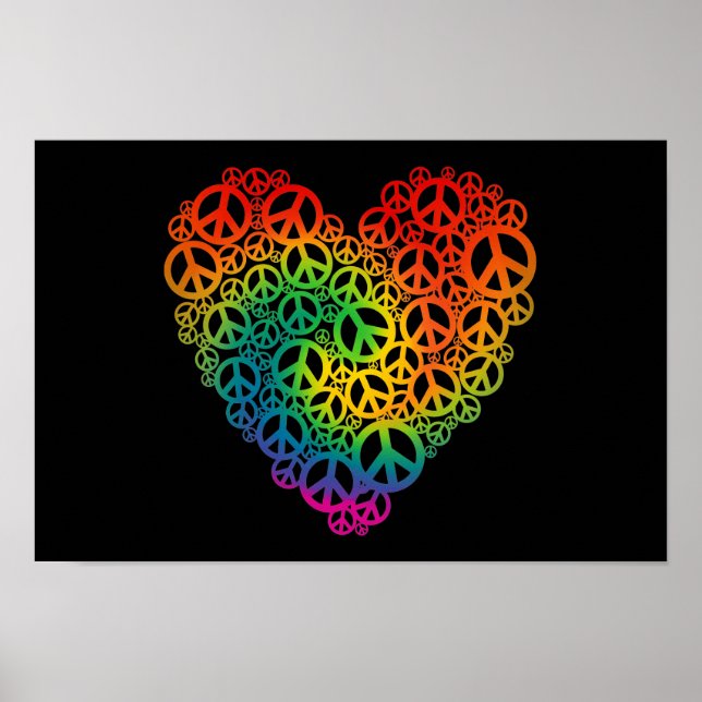 Poster Rainbow Peace Heart (Frente)