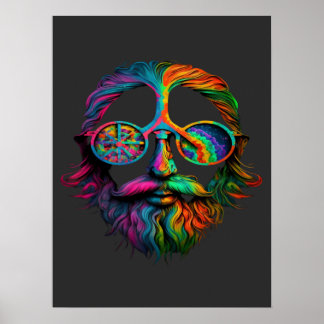 Poster Rainbow Peace Sign , LGBTQ Hippie