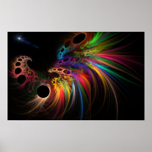 Poster Rainbow Rhino Fractal Art