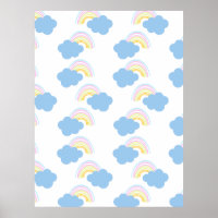 Rainbow Summer Clouds Pastel Scribble Doodle