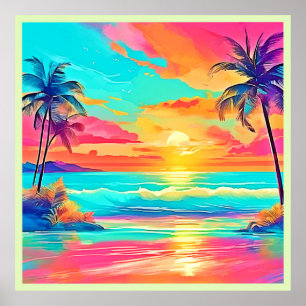 Poster Rainbow Sunset Beach