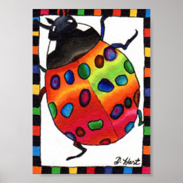 Póster Rainbow Tie Dye Ladybug Mini Folk Art