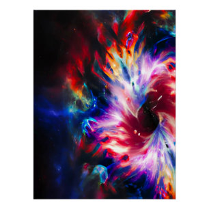 Póster Rainbow TieDye Blackhole Galaxy Poster brilhante