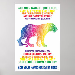 Poster Rainbow Tiger Adicione Seu Nome Citação Favorita W