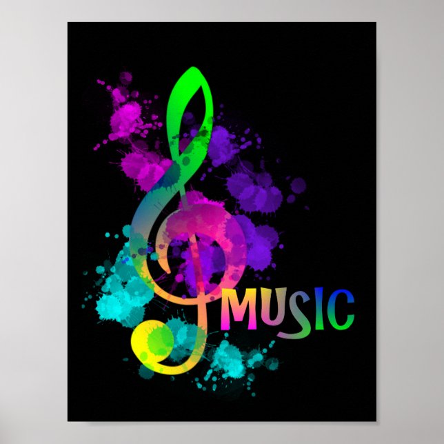 Póster Rainbow Treble Clef Music Themed (Frente)