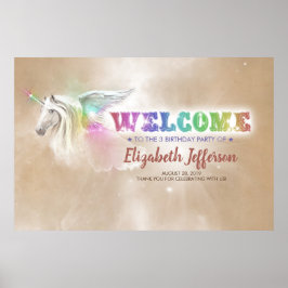 Poster Rainbow Unicorn | Boas-vindas ao partido mágico