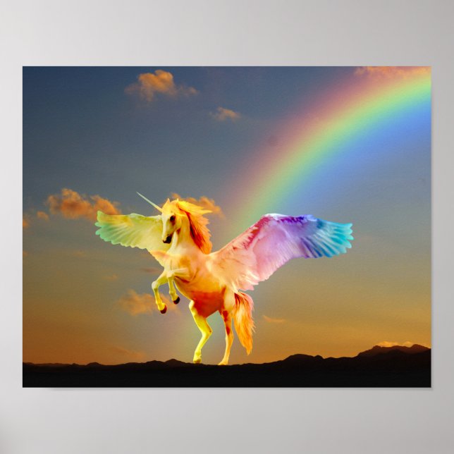 Poster Rainbow unicorn pegasus (Frente)