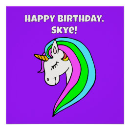 Póster Rainbow Unicorn Personalizado