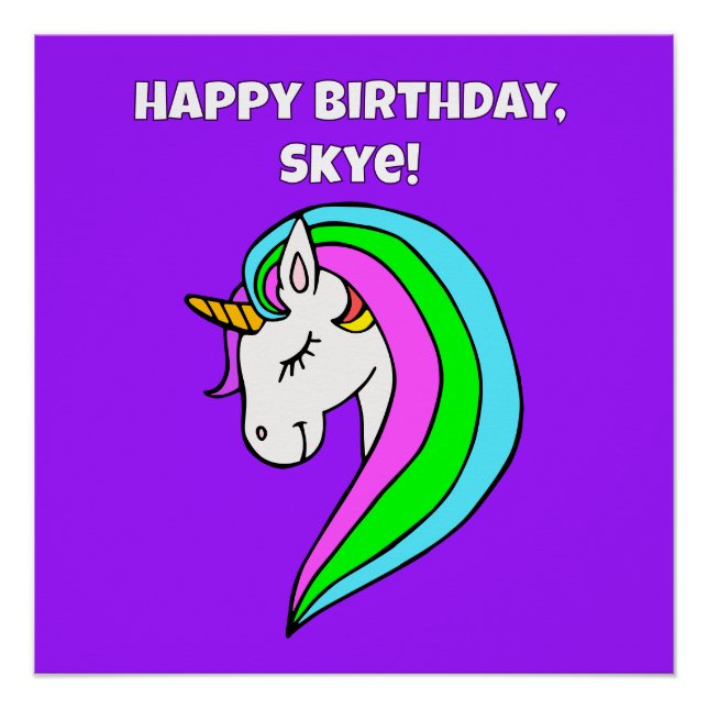 Póster Rainbow Unicorn Personalizado (Frente)
