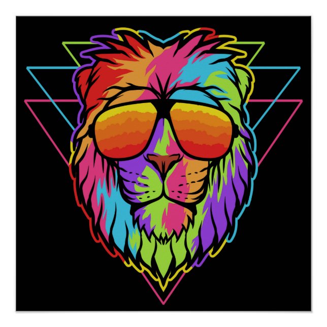 Póster Rainbow Vibes Lion (Frente)