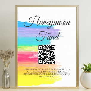 Poster Rainbow Watercolor Wedeymoon Fund QR Code