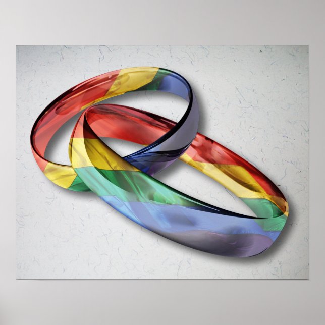Póster Rainbow Wedings para Igualdade de Casamento (Frente)