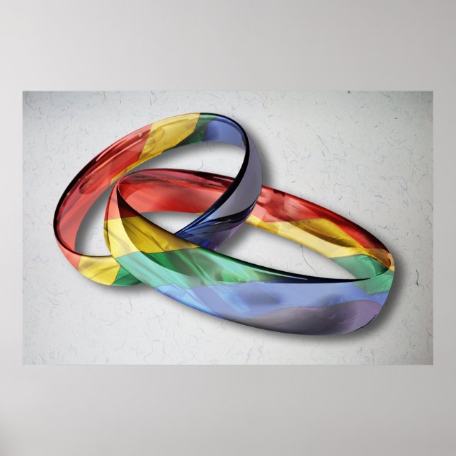 Póster Rainbow Wedings para Igualdade de Casamento (Frente)