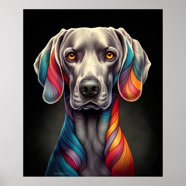 Poster Rainbow Weimaraner (Frente)
