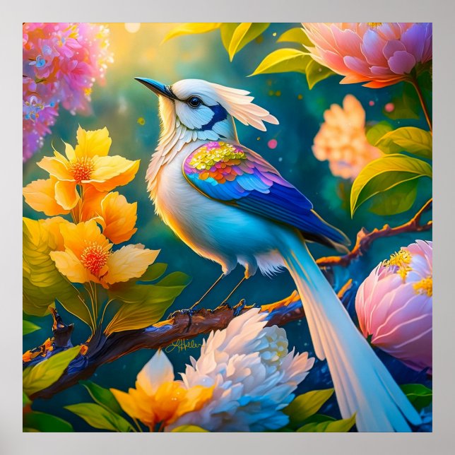 Poster Rainbow Winged Jay Fantasy Bird (Frente)