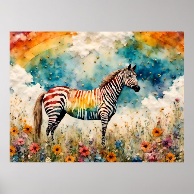 Poster Rainbow Zebra (Frente)