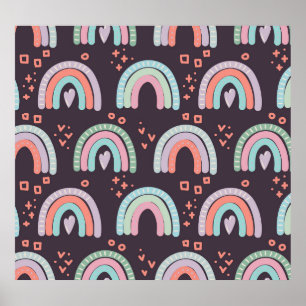 Poster Rainbows & Raindrots: Escandinava Sem Costura