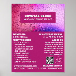 Poster Raindroits, Limpeza de Janelas, Aviso de Serviço d