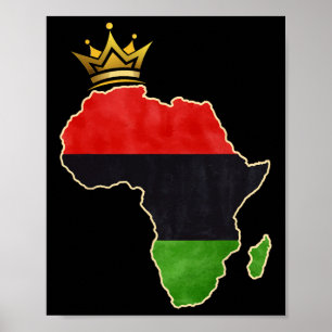 Poster Rainha Afro-Americana Pan Afro Mapa Bandeira Preta