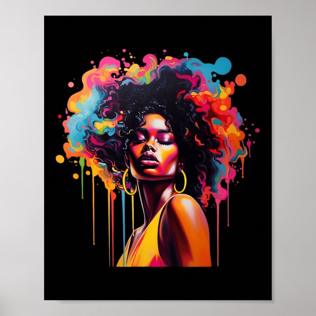 Poster Rainha Afro Melanina Derramando Juneteenth African (Frente)