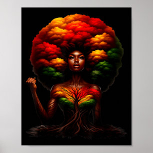 Poster Rainha Afro Mulher Negra Raízes Africanas Melanina