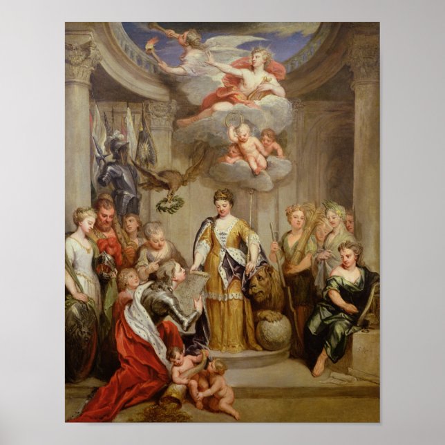 Póster Rainha Anne apresentando planos militares de Blenh (Frente)