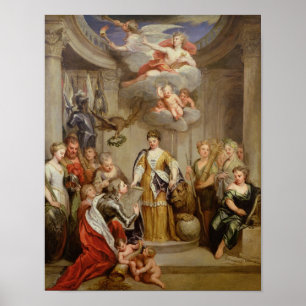 Póster Rainha Anne que apresenta planos de forças armada