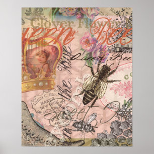 Poster Rainha Bee Vintage - Linda Colagem