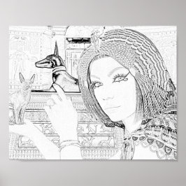 Poster Rainha com Pet Coloring Page