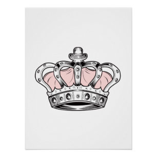 Póster Rainha Coroa Rosa Arte Glamour Feminina Real