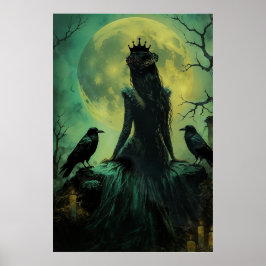Poster Rainha Coruja Gótica Feminina Sob Luz Lunar