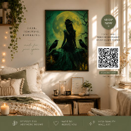 Poster Rainha Coruja Gótica Feminina Sob Luz Lunar