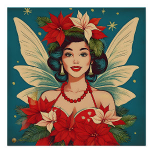 Póster Rainha da Beleza do Natal Tropical de Retro