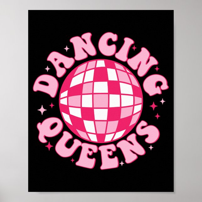 Poster Rainha da Dança Damas de Honra Retro Disco Despedi (Frente)