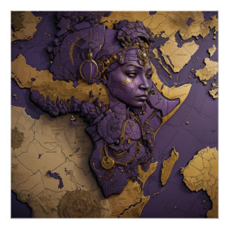 Póster Rainha da Diáspora Dourada – Deus Afro Futurista