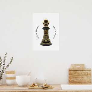 Poster Rainha da minha vida, Roteiro Dourado Xadrez Negro