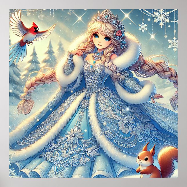 Poster Rainha da Neve Elegante na Wonderland de inverno (Frente)