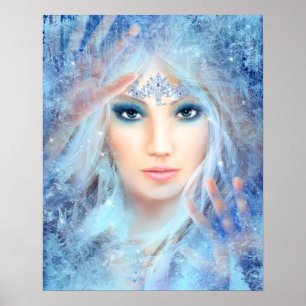 Póster Rainha da neve. Mulher bonita do inverno. Retrato