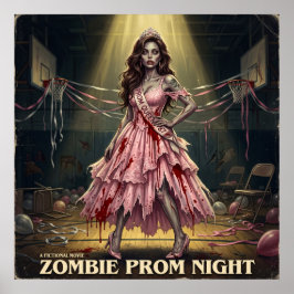 Poster Rainha da Noite de Baile de Zumbis Vintage