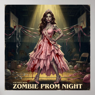 Poster Rainha da Noite de Baile de Zumbis Vintage