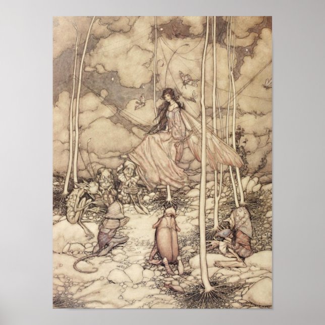 Poster Rainha das Fadas com tons sépia e Criatura (Frente)