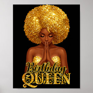 Poster Rainha de aniversário mulher orando menina negra a