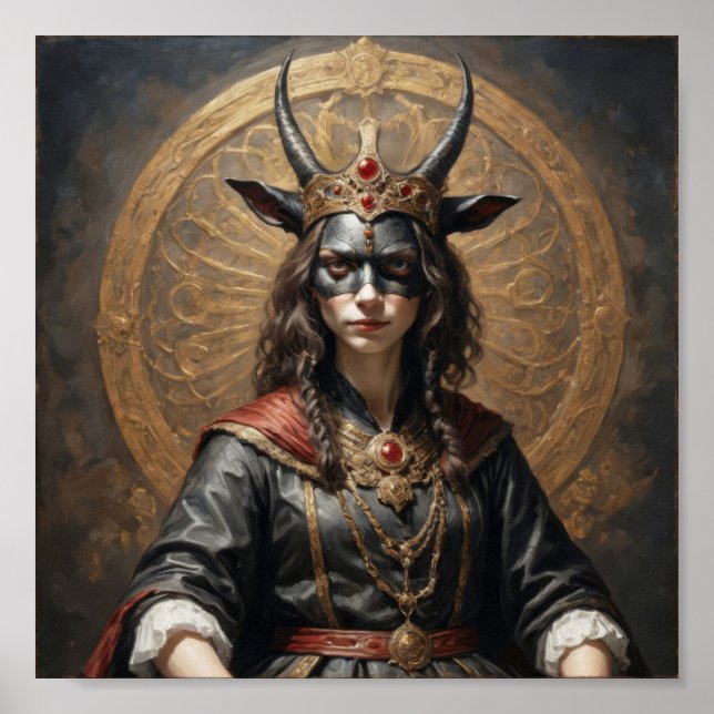 Poster Rainha de cabras demoníacas (súcubes) com máscara  (Frente)